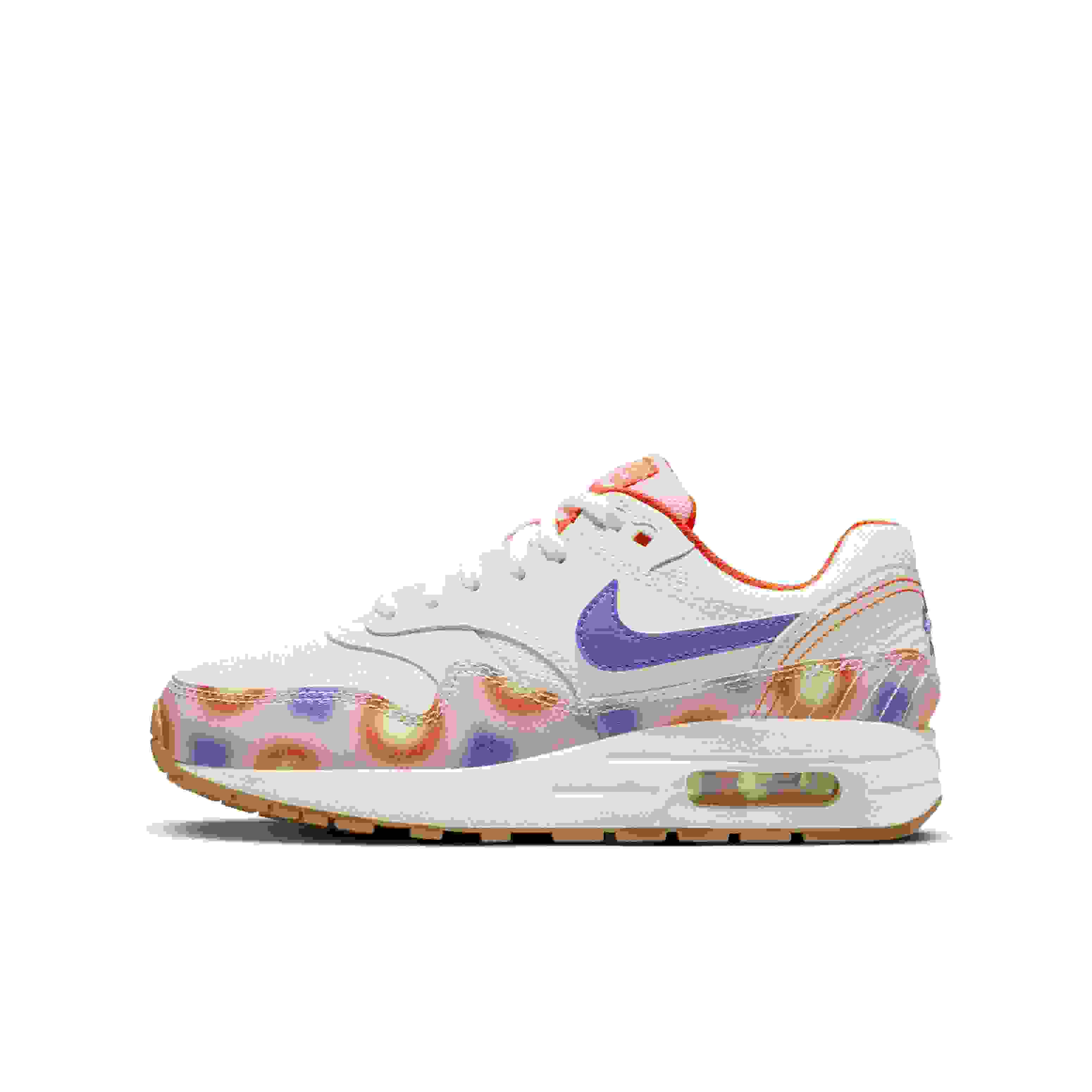 Nike Air Max 1 SE Grade School Girls' "Sail/Blue Joy/Safety Orange/Football Grey" Shoe
